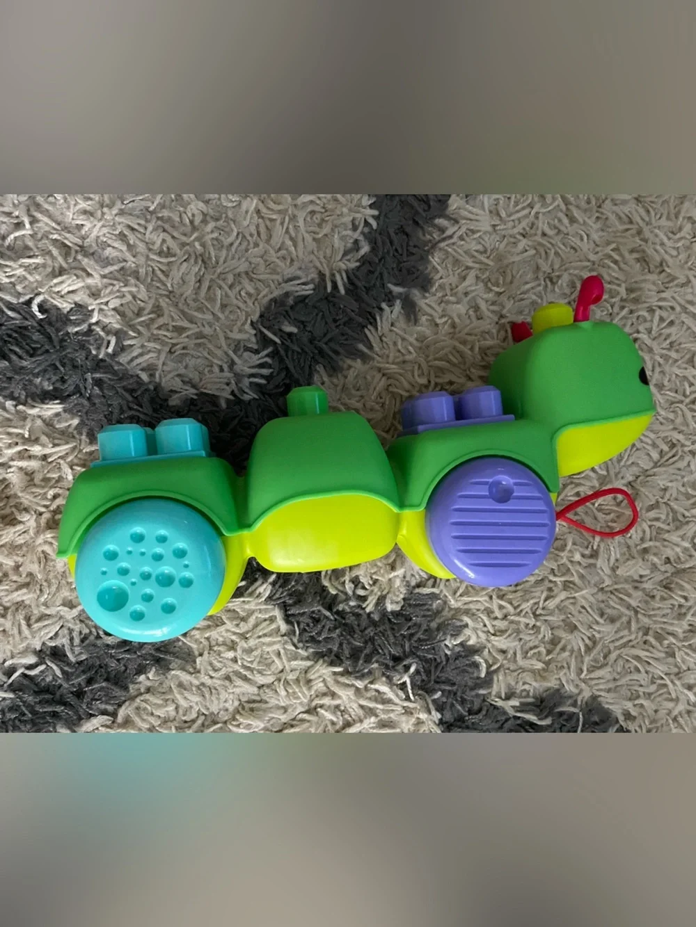 Mega Bloks Kids Pull-Along Stacking Caterpillar Toy - Green 14 Inch length